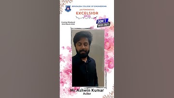 Ashwin Kumar Actor@ Excelsior  2k24@Jerusalem College of Engineering (Autonomous)