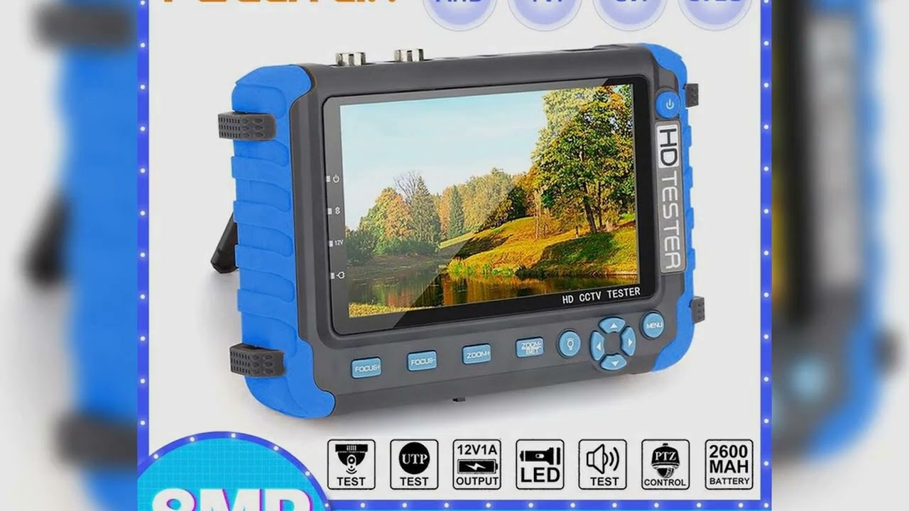 A must-have product! PEGATAH 8MP 4K CCTV Tester Security Camera 5 Inch TFT LCD Monitor for 4 IN 1