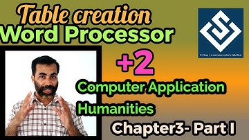 Table creation/word processor/Plus two comuter application/humanities/chapter 3/part1