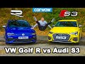 VW Golf R v Audi S3 - review & 0-60mph, 1/4-mile and brake comparison!