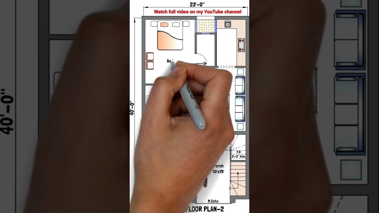 23x40 House Plan-2 with 2 Bedroom , Car Parking | 4 Marla | Single story | 102 Gaz | 920 Sqft |