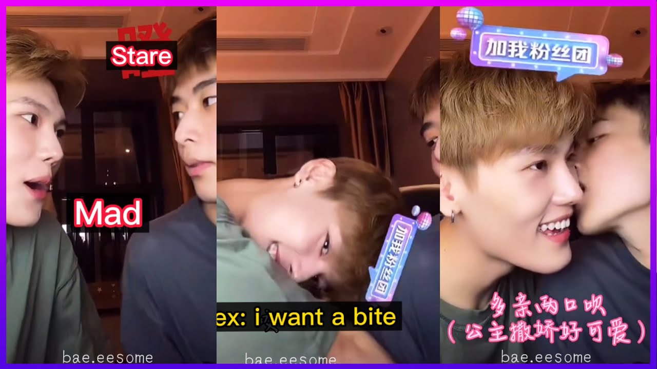 【Eng sub】Alex and Sebastian kisses, cuddles and cute fight on live stream 同性恋之吻