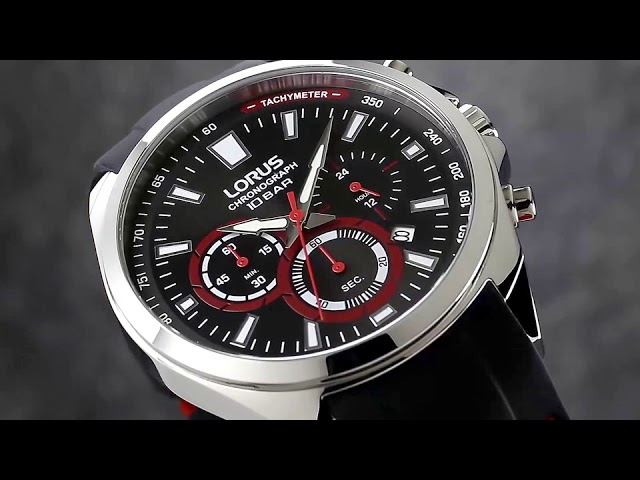 LORUS Sports Black Rubber Chronograph RT387HX9 - E-oro.gr - YouTube