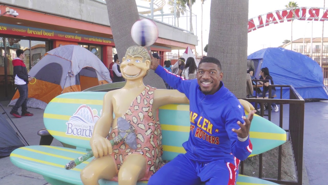 Harlem Globetrotters' Buckets visits Santa Cruz YouTube