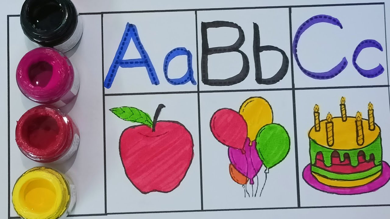 draw and colour apple balloon cake baccho ke liye how to draw apple