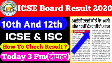 ICSE Board 10th and 12th Result 2020| icse 10th result 2020| icse 12th result 2020|icse board 2020