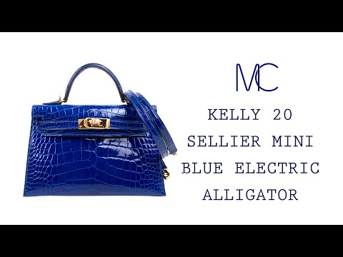 HERMÈS Kelly 20 Sellier Mini Blue Electric Alligator Gold Hardware