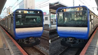 E235系1000番台J-26編成+F-21編成 快速東京行き 津田沼駅発着シーン