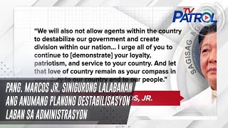 Pang. Marcos Jr. Sinigurong Lalabanan Ang Anumang Planong Destabilisasyon Laban Sa Administrasyon