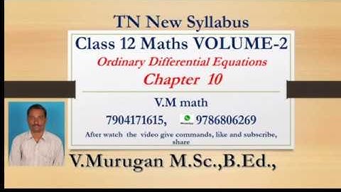 12th Maths  volume  2 Unit 10  Exercise 10.1