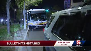 MBTA bus windshield hit by bullet