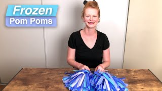 Cheerleader Pom Poms with plastic handle 12" Red & Blue Streamers 