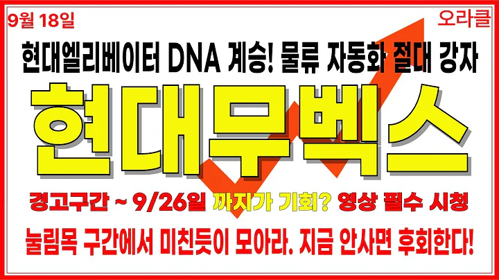 [긴급속보]🔥 "현대무벡스, 스마트물류·PSD 시장 선점! 2차전지까지 확장하는 성장주" 경고 눌림목 구간에서 미친듯이 담아라. 주가전망. 오라클.