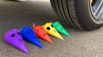 Car vs Giant Slime Balls With Crushing Soft Crunchy Things & Experiment Car Coca-Cola, Sprite,Fanta2