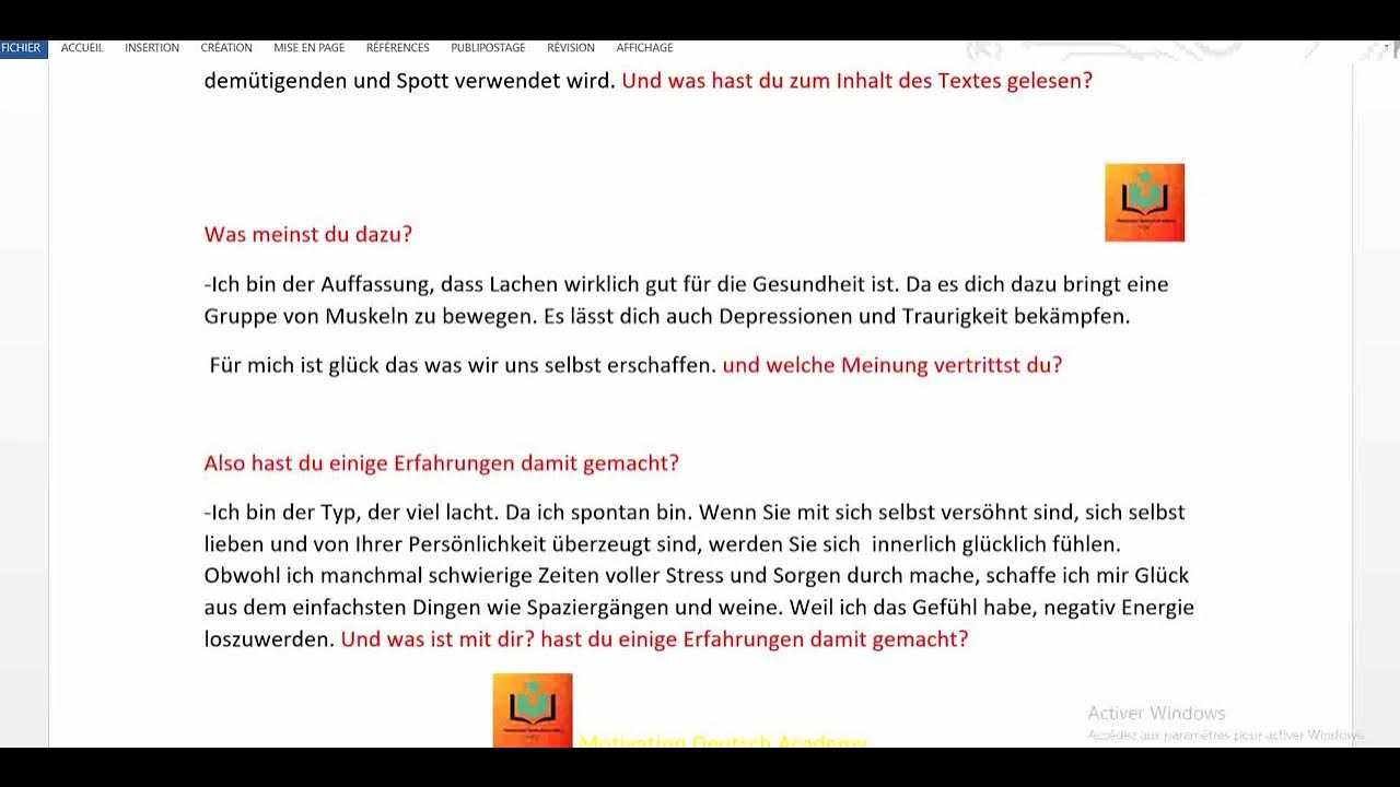 TELC B2 mündliche Prüfung Teil 2,"Gesund durch Lachen" YouTube