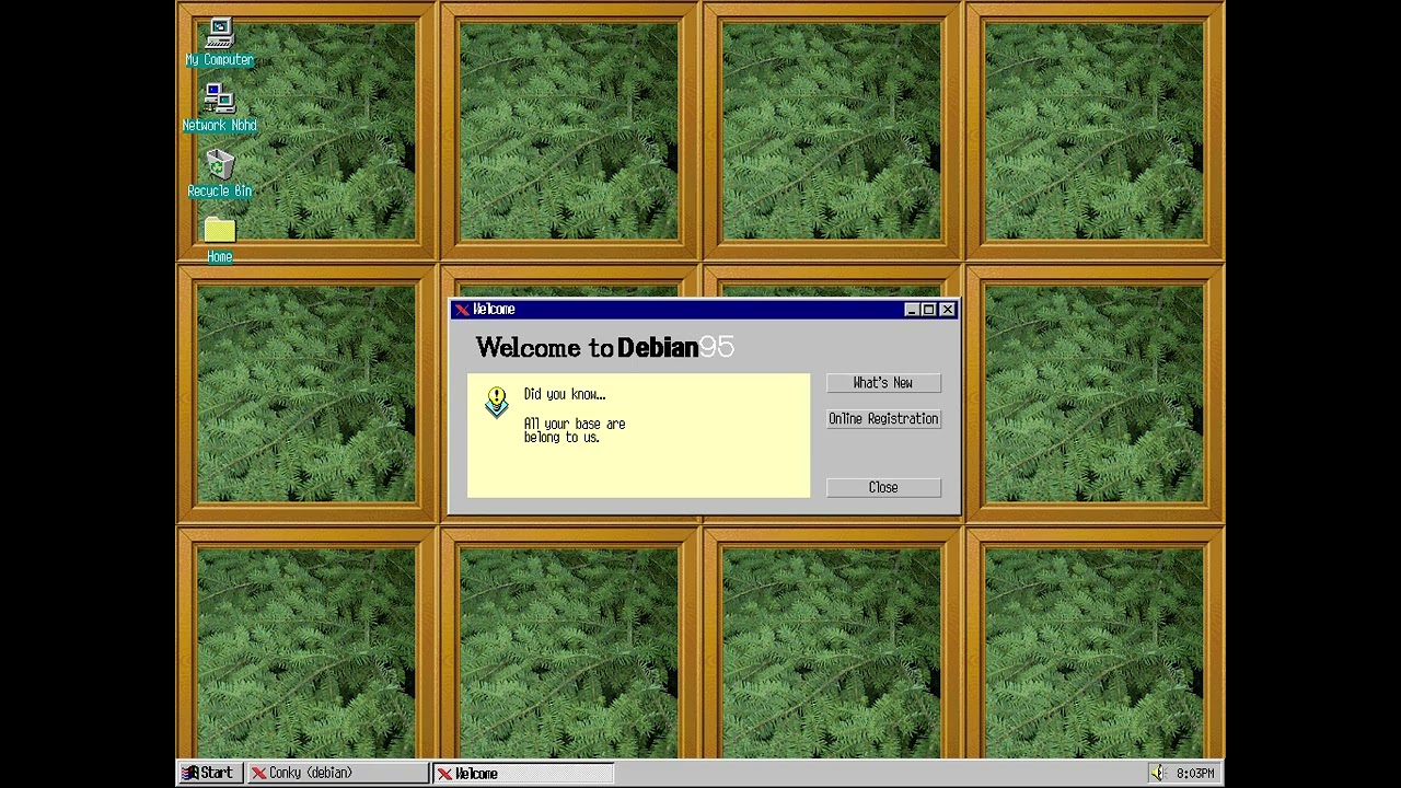 welcome.exe of Windows95 era on Linux????
