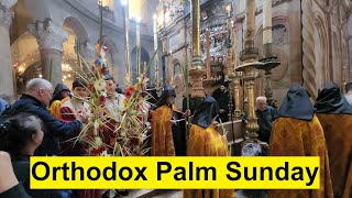 Armenian, Coptic, and Syriac Palm Sunday processions at the Church of the Holy Sepulchre, Jerusalem