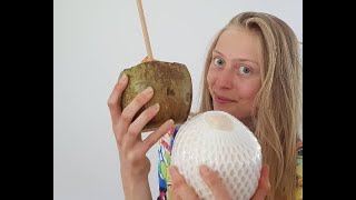 Så här öppnar du enkelt en färsk kokosnöt! - YouTube