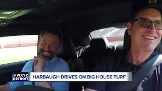 Jim Harbaugh does donuts on Big House turf