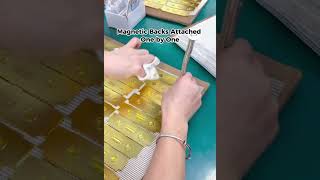 Magnetic Backing Assembly | How Custom Enamel Pins Are Made #custompins #enamelpins #pinfactory #art