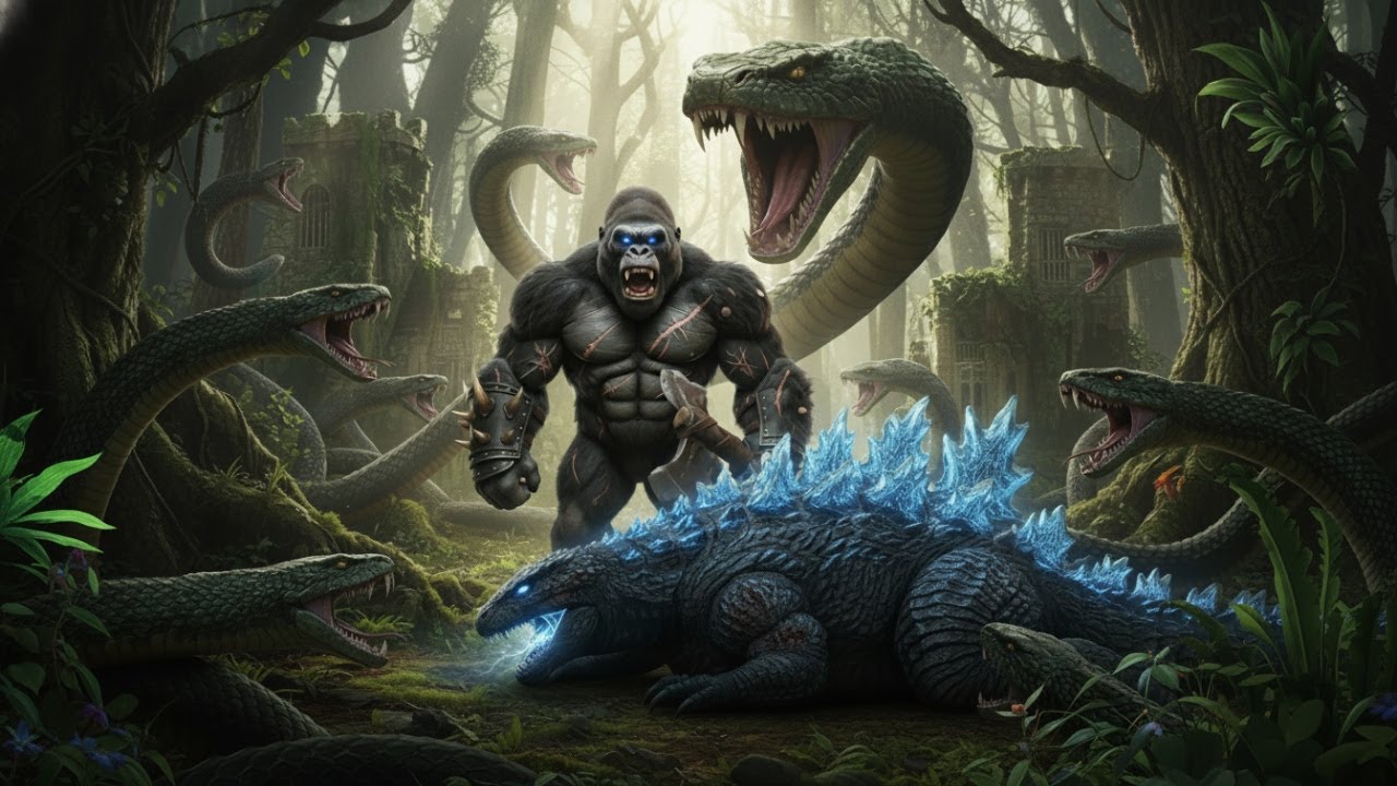 Kong vs 100 Giant Snakes to Save Godzilla – Survival in Hollow Earth