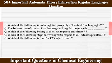 MCQ Questions Automata Theory Intersection Regular Languages with Answers