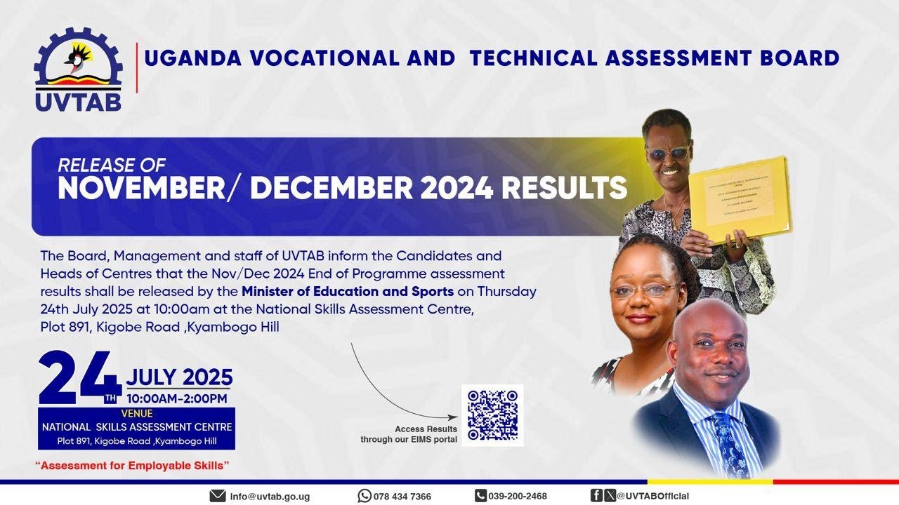 UVTAB RELEASE OF MAY/JUNE 2025 ASSESSMENT RESULTS