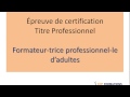 Preuve de certification du titre professionnel formateur professionnel dadultes