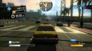 Driver San Francisco Gameplay - Jump 4 taxis off car transporters in 60 seconds (Stunt Dare)