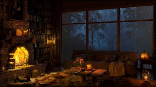 Relaxing Instrumental Jazz with Rain Sounds 🌧️ Smooth Jazz at Cozy Reading Nook Ambience for Sleep