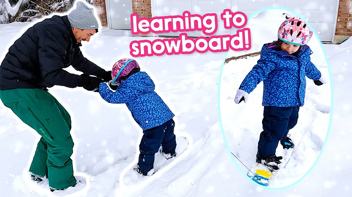 Micah's First Time Snowboarding! - Dad Teaches Dau...