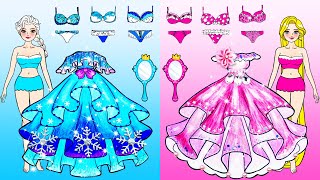 Pink And Blue Disney Princess Dresses Design Contest #2 | कागज की गुड़िया ड्रेस अप | Woa Doll Hindi