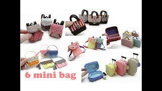 6 DIY miniature mini bags - backpack, handbag, trolley bag, luggage