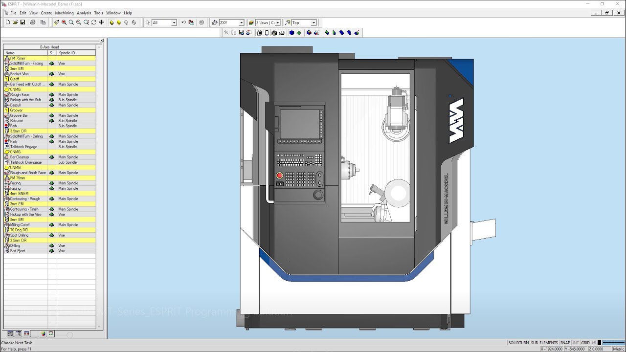 Willemin-Macodel MT-Series - ESPRIT Programming Solution - YouTube