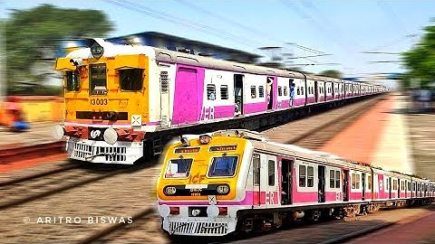 Same colored old and new 12 coach EMU trains of Howrah - Barddhaman chord line