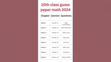 Math 10th Class Guess Paper 2024 - 10th Class Math Paper 2024 - chapter 2 important question