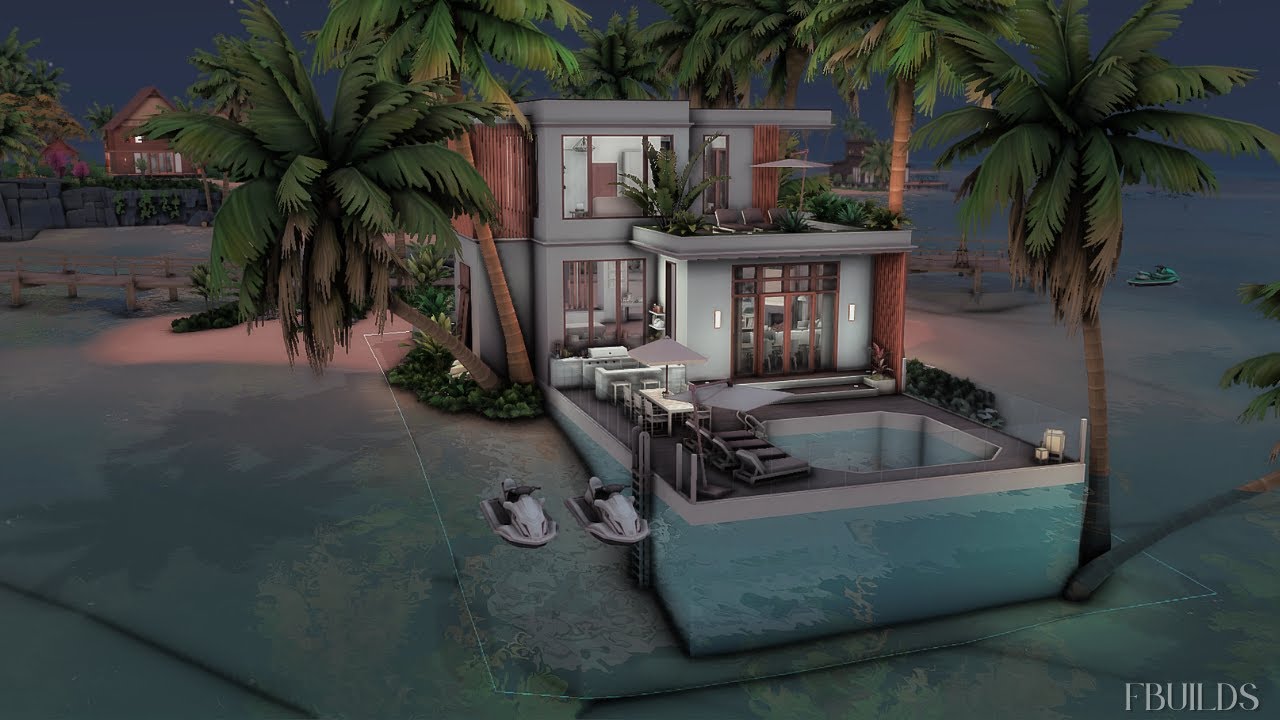 The Sims 4 Luxury Beachfront Villa 🌊 | Stop Motion Speed Build