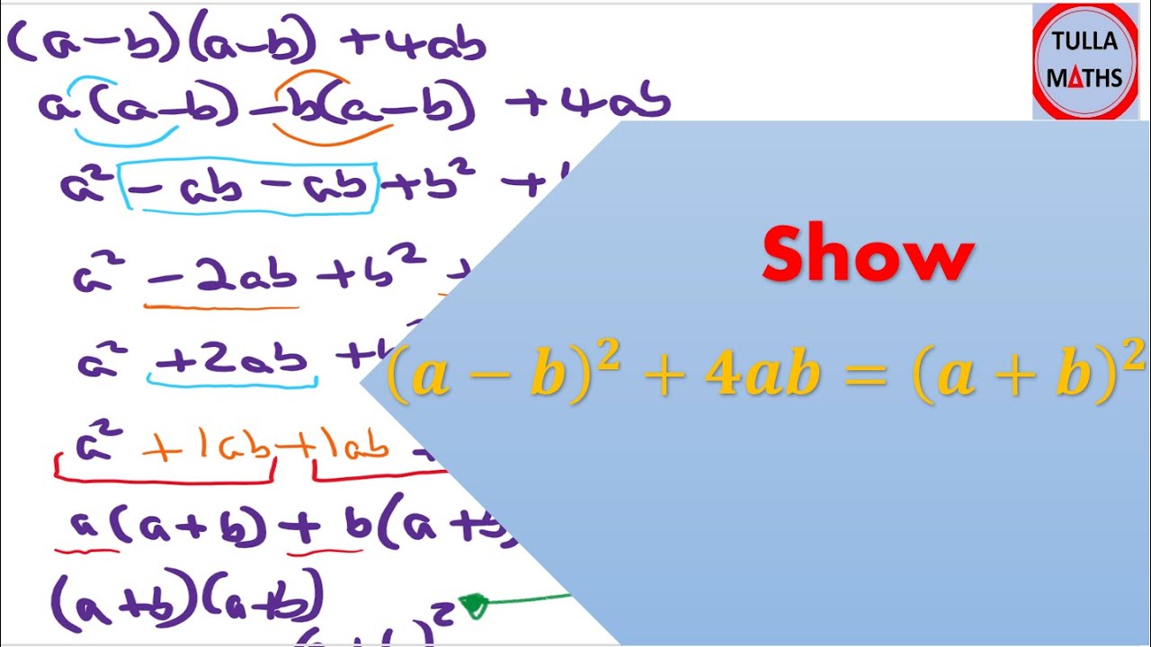 Show That a b 2 4ab a b 2 YouTube Show That a b 2 4ab a b 2 YouTube
