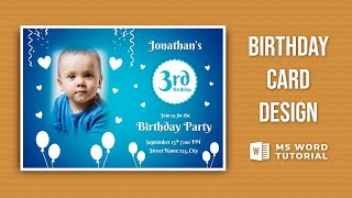 How to Make Birthday Card in MS Office Word | Invitation Card Design in MS Word | MS Word Tutorial screenshot 4