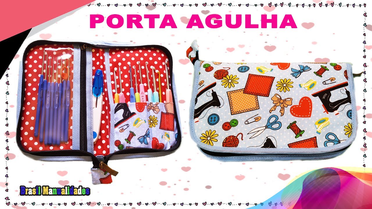 Porta agulhas de crochê | Estojo Necessaire porta agulhas de crochê | By Brasil Manualidades
