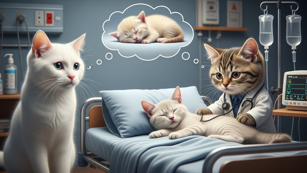 White Cat Visits Sick Mother Cat in Hospital 😿💔 | Heartwarming Story of Love & Hope