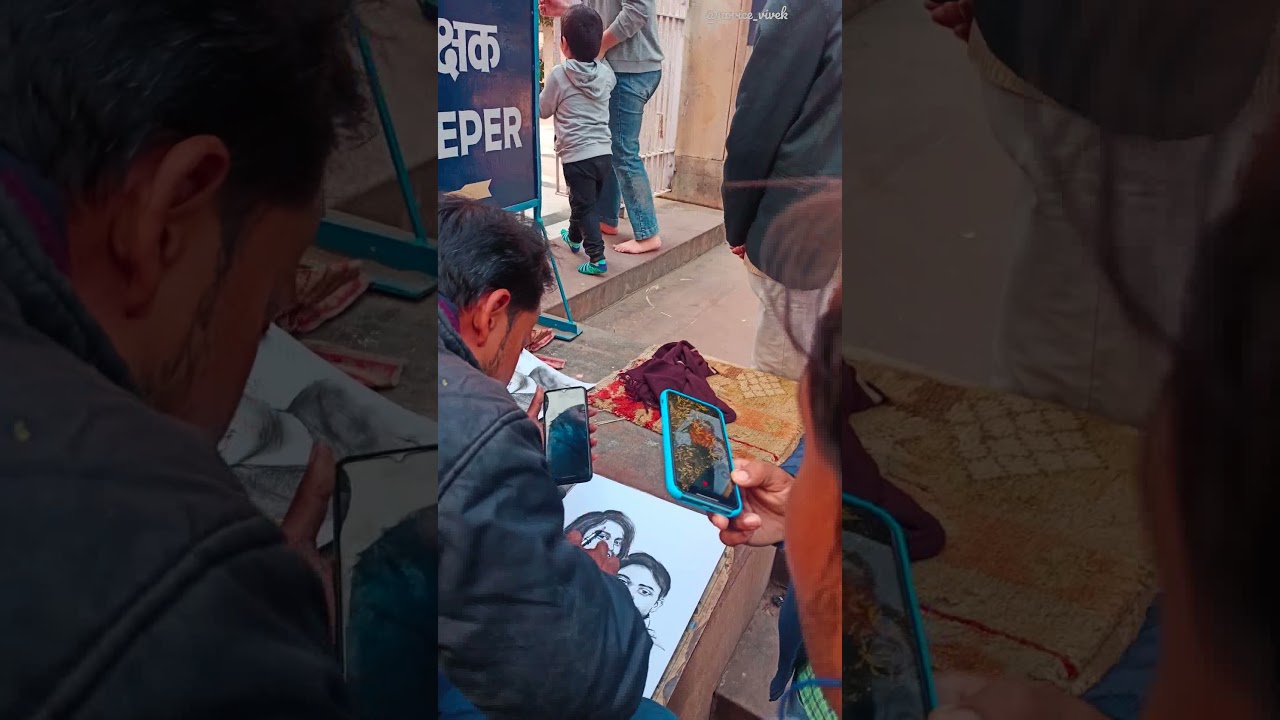 Artist portraying At New Vishwanath temple inside BHU