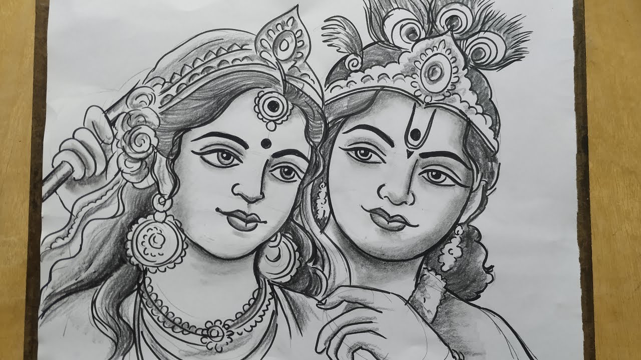 Divine Love in Zoodle Art: Detailed Black and White Sketch Print of Ra
