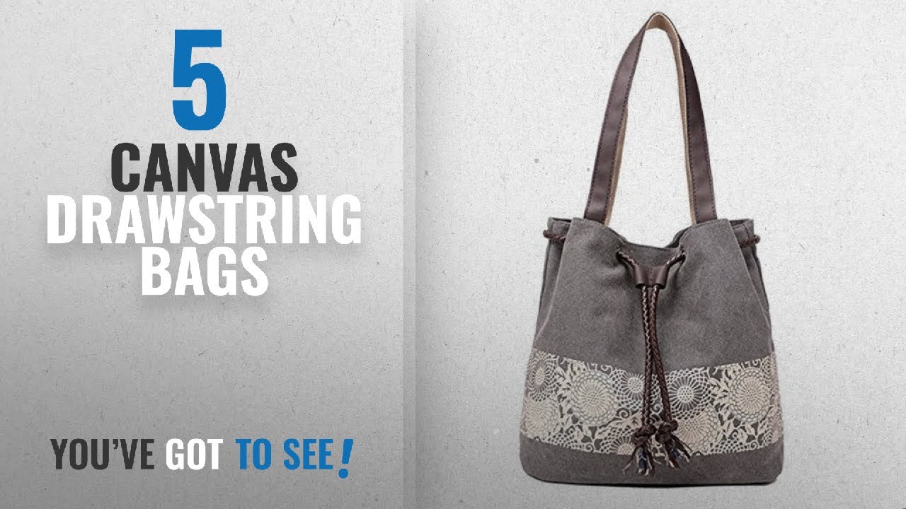 Top 10 Canvas Drawstring Bags [2018]: Women Hobo Canvas Handbags,Casual Shoulder bags Drawstring