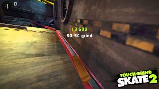 Touchgrind Skate 2: The Docks Challenges - rail on both red beams and land in the bowl