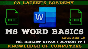 MS Word Basics | Knowledge of Computers | Lecture 18 | JKSSB Exams | Behjat Riyaz ( M Tech IT )