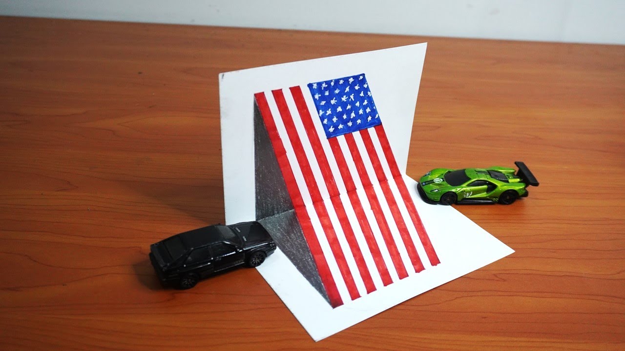How to draw 3d USA flag