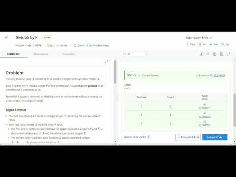 codechef December long challenge divisible by k solution