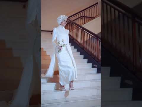 للوك عروس فستان زفاف ابيض نهاية 2022