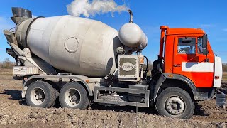 A large Concrete Mixer came to the Construction Site to work